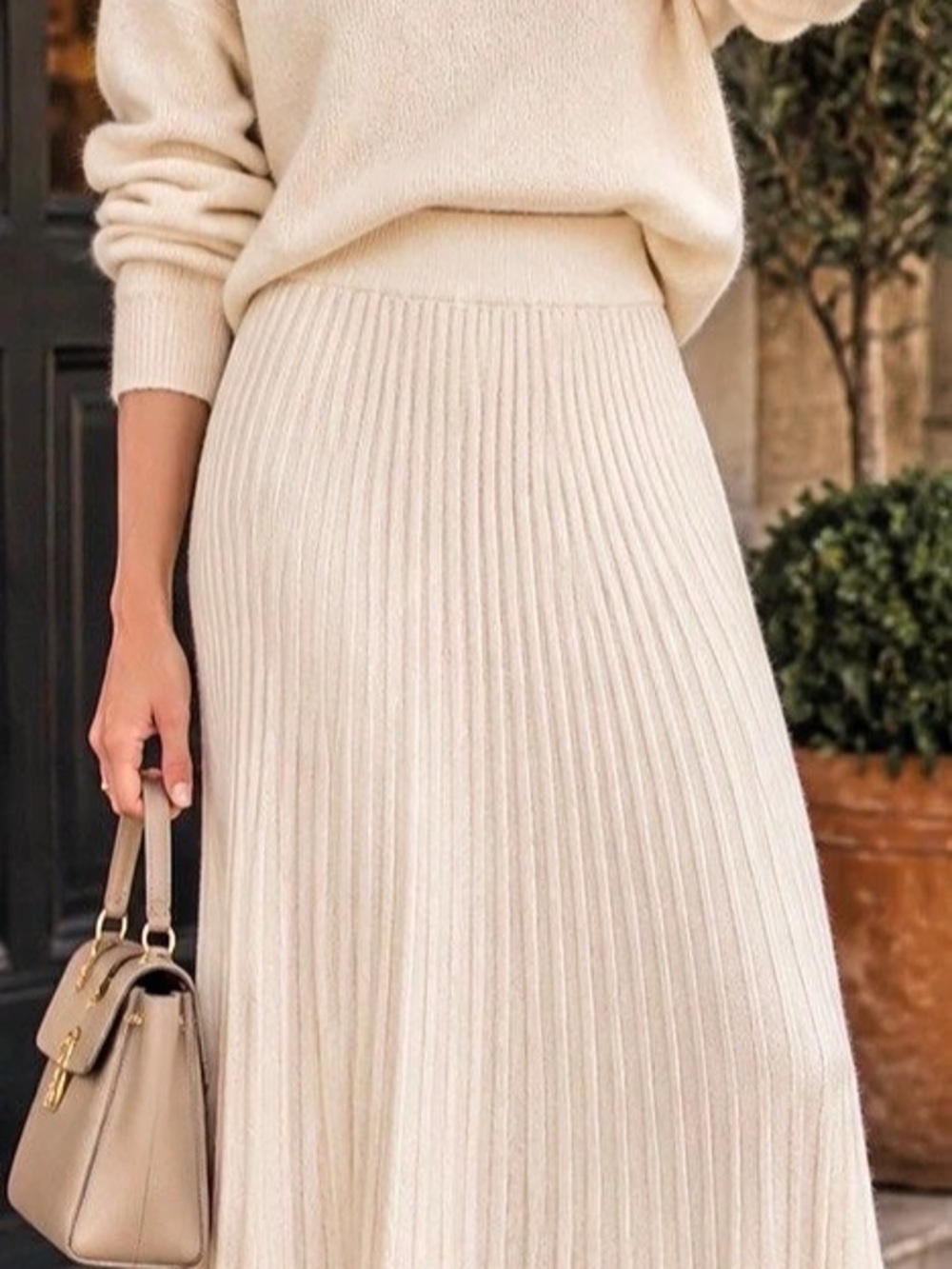 Sunny Studio Pleated Maxi Skirt in Cream